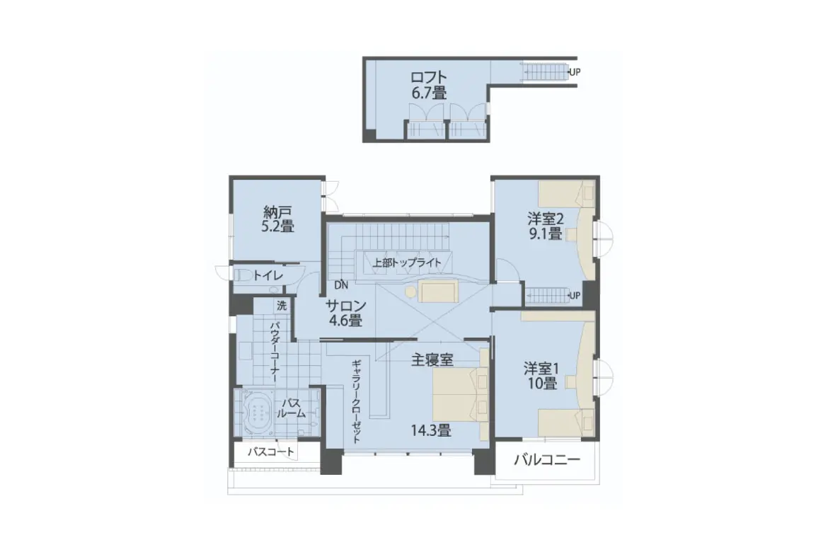 まるで別荘のような非日常で憩える家 2F